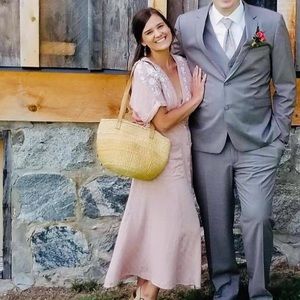 *SOLD* Free People Love to Love You Midi Maxi Button Flower Embroidered Pink